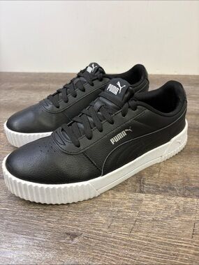 Puma Carina 2.0 Platform Sneakers Women’s Size 9 Black White Casual Shoes